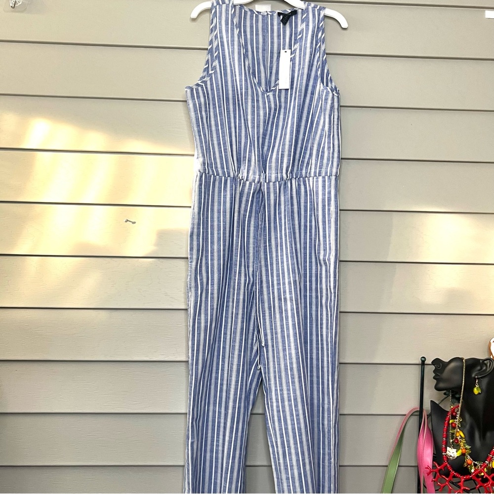 Women’s vertical striped cotton jumpsuit size S